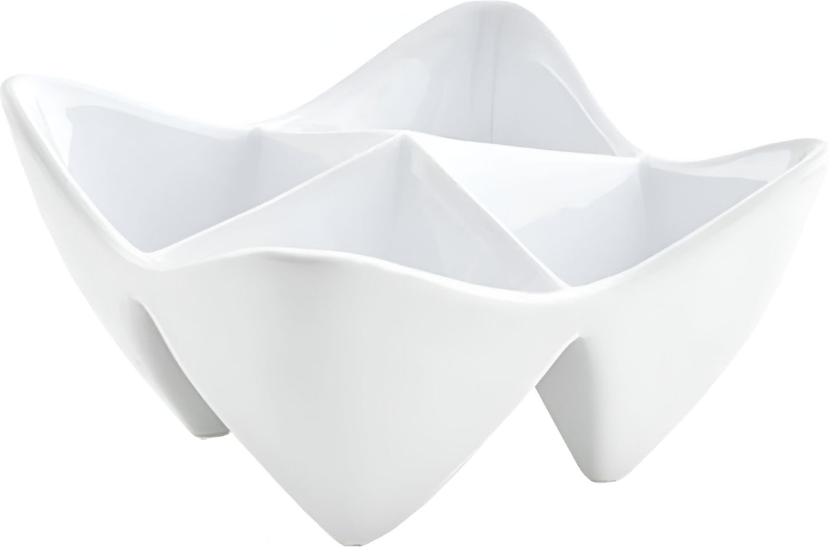 Front Of The House - Kyoto 4 oz Bright White 4-Compartment Porcelain Pinch Bowl, Pack of 6 - DBO089WHP22