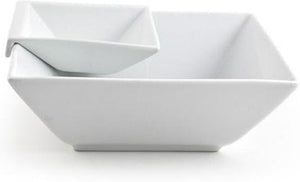 Front Of The House - Kyoto 60 Oz Bright White Tall Square Porcelain Bowl, Set of 2 - BBO006WHP10