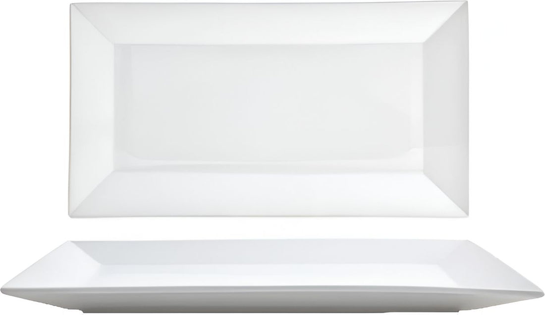 Front Of The House - Kyoto 9" x 5" Bright White Rectangular Porcelain Plate, Pack of 12 - DAP001WHP23