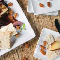 Front Of The House - Mod 10" Bright White Square Porcelain Plate, Pack of 12 - DDP022WHP23