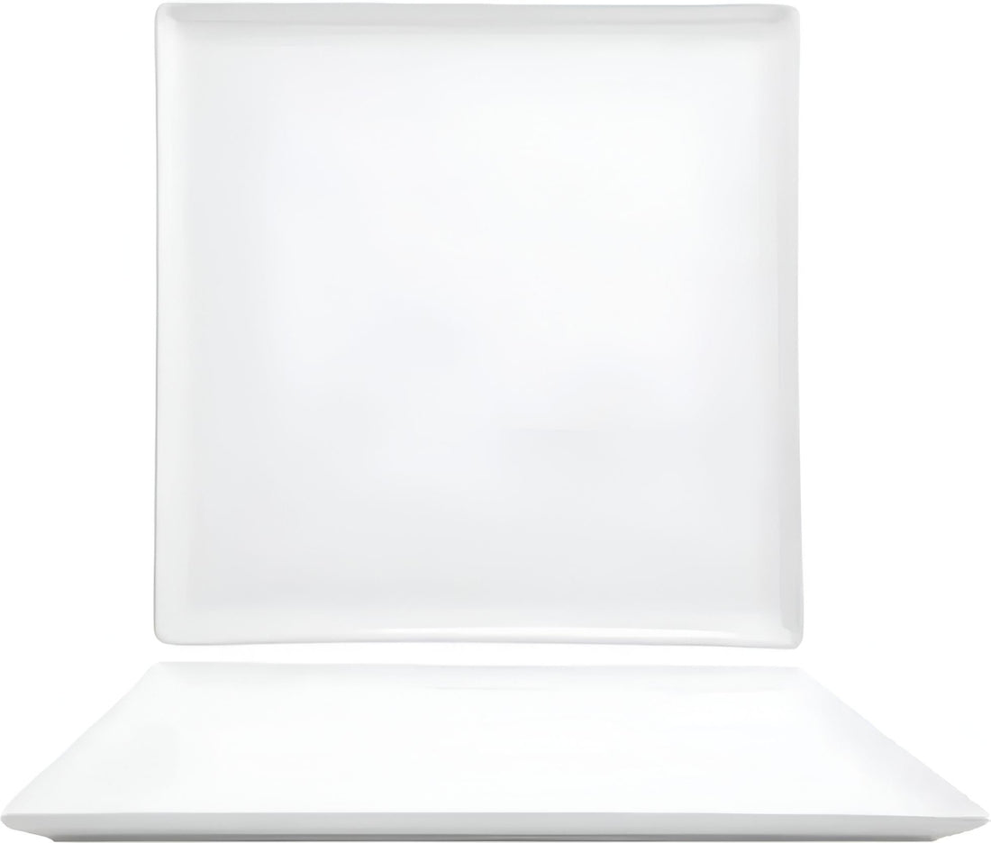 Front Of The House - Mod 12" Bright White Square Porcelain Plate, Pack of 4 - DOS005WHP21