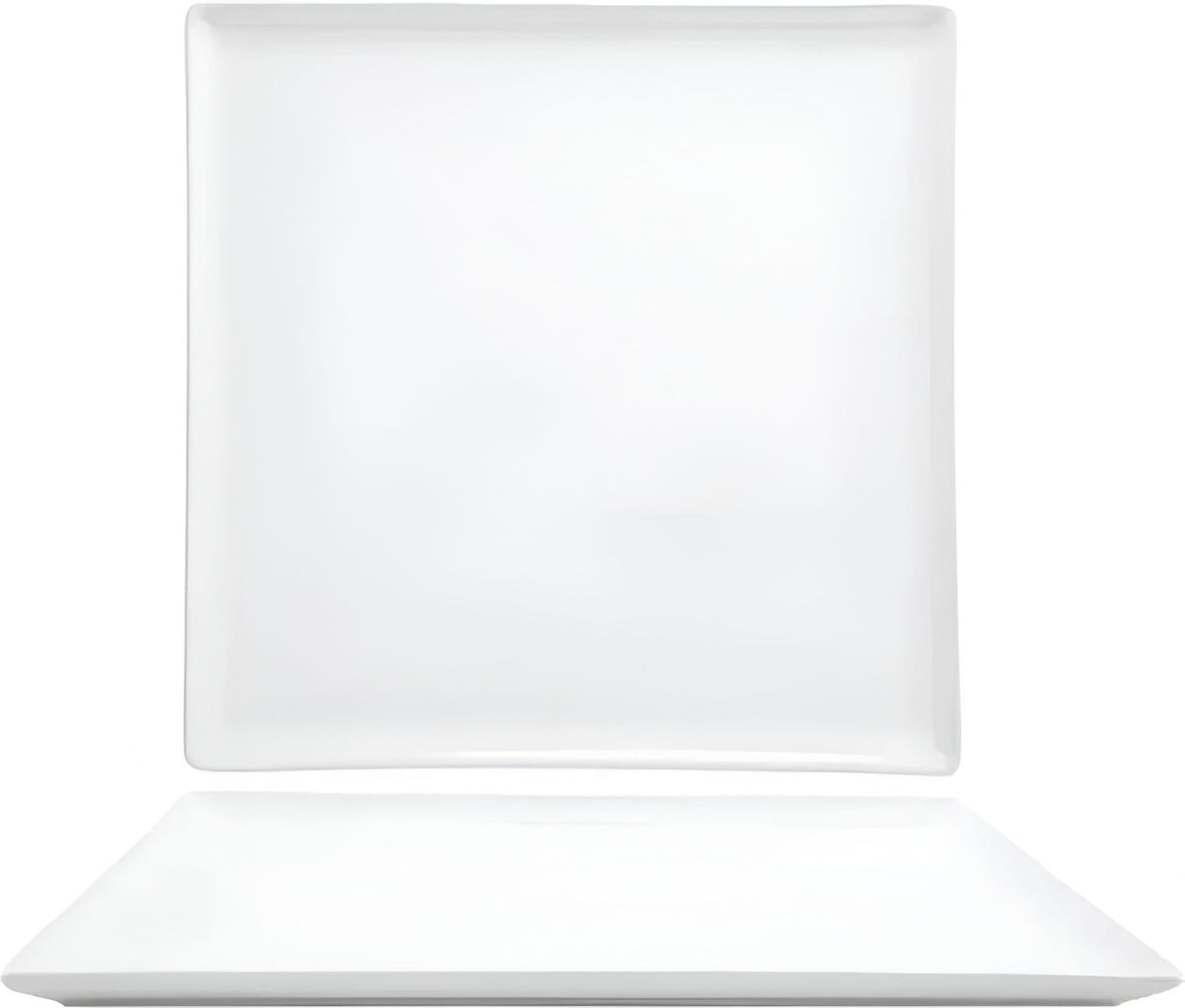 Front Of The House - Mod 12" Bright White Square Porcelain Plate, Pack of 4 - DOS005WHP21