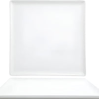 Front Of The House - Mod 12" Bright White Square Porcelain Plate, Pack of 4 - DOS005WHP21