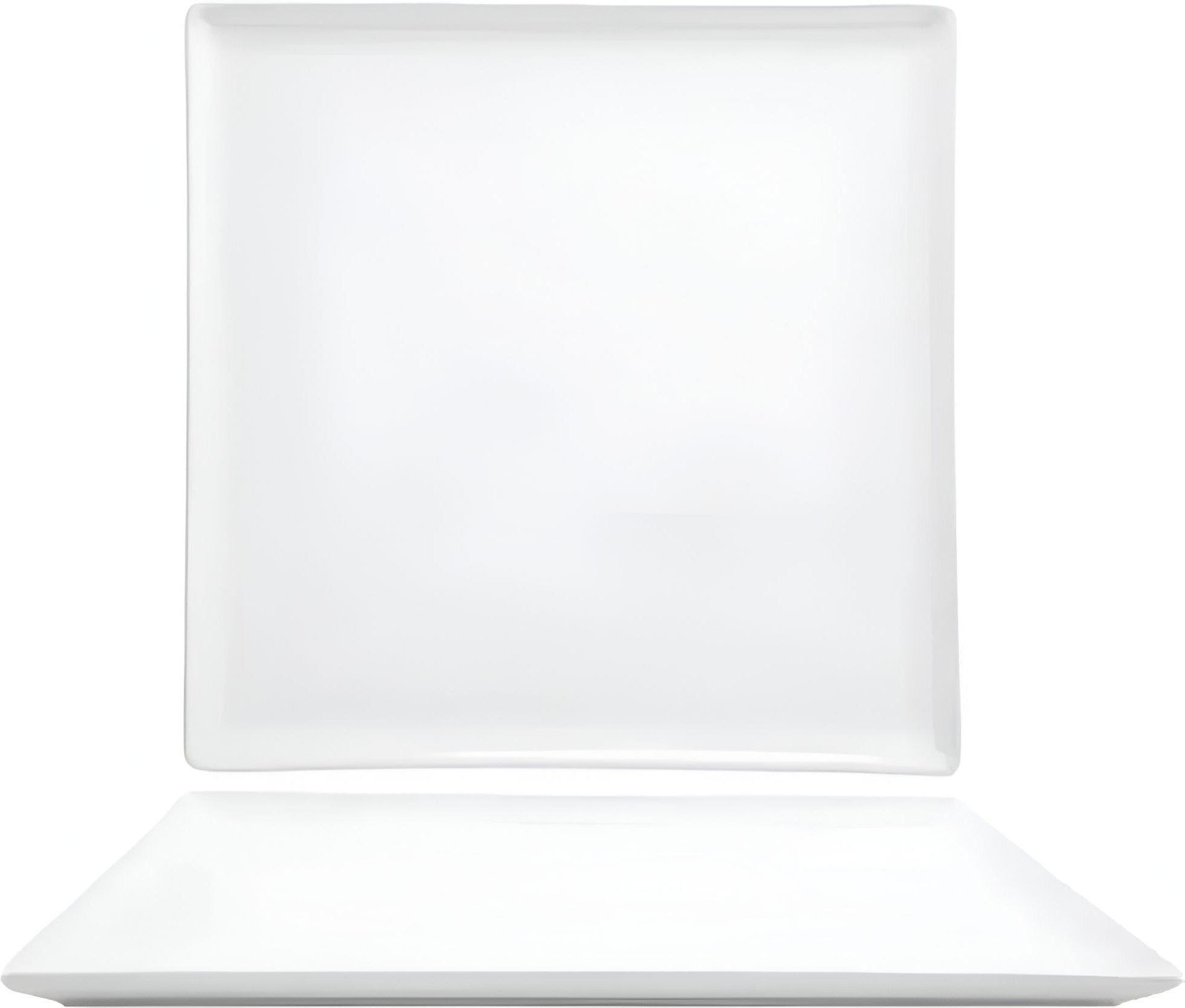 Front Of The House - Mod 12" Bright White Square Porcelain Plate, Set of 4 - DOS005WHP21