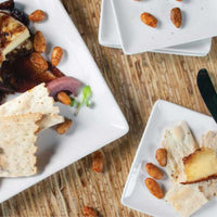 Front Of The House - Mod 6.5" Bright White Square Porcelain Plate, Pack of 12 - DAP018WHP23