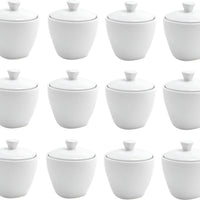Front Of The House - Mod 8 Oz Bright White Porcelain Sugar Pot with Lid, Pack of 12 - TCS005WHP23