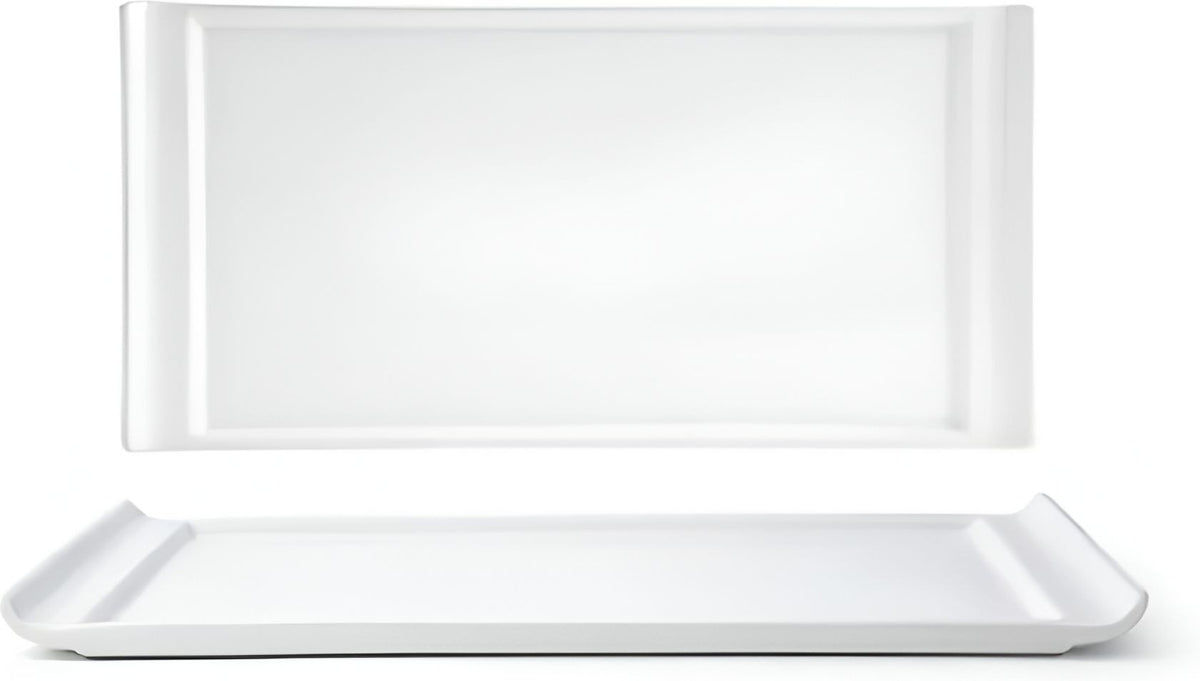 Front Of The House - Nouvelle 13" x 6.5" Bright White Rectangular Porcelain Plate, Pack of 6 - DDP017WHP22