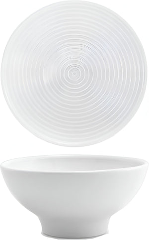 Front Of The House - Spiral 11 Oz White Round Porcelain Footed Bowl, Set of 12 - DBO006WHP23