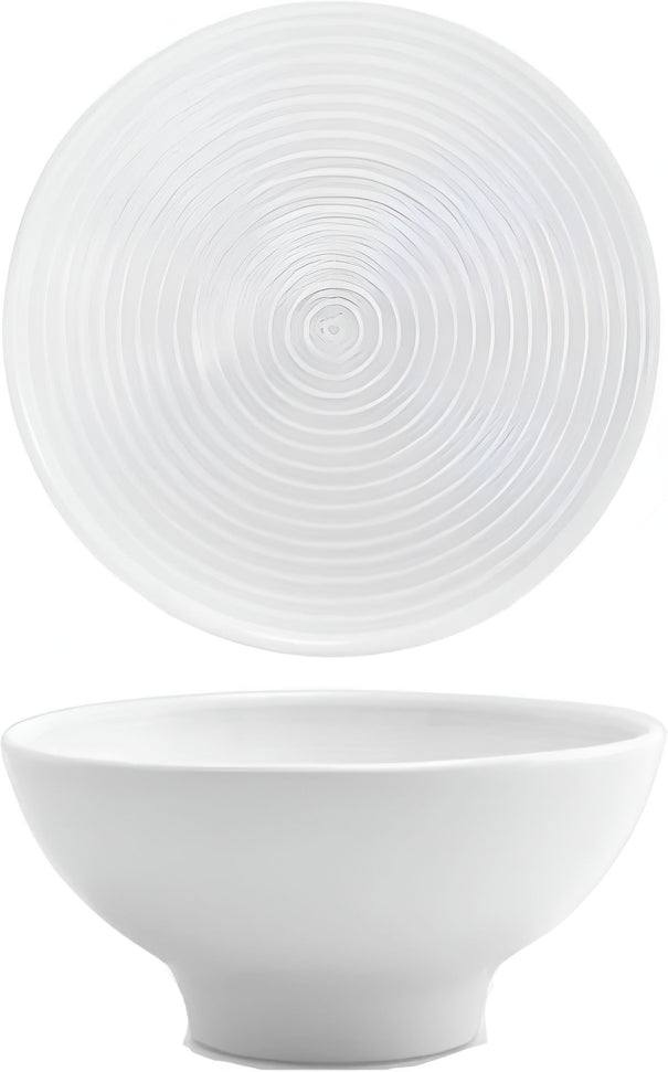 Front Of The House - Spiral 11 oz White Round Porcelain Footed Bowl, Pack of 12 - DBO006WHP23
