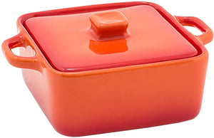 Front Of The House - 8 Oz Square Kiln Blood Orange Ovenware Dish With Lid, Set of 12 - DBO136ORC23