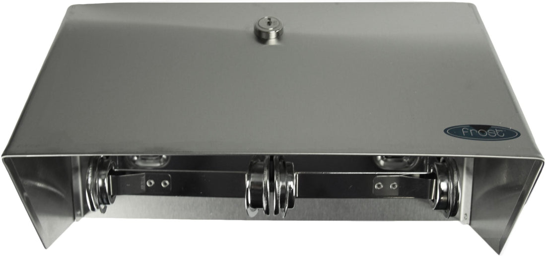 Frost Products - Stainless Steel Double Roll Toilet Tissue Dispenser With Hood - 158-S (Special Order Item)