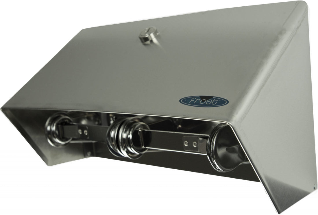 Frost Products - Stainless Steel Double Roll Toilet Tissue Dispenser With Hood - 158-S (Special Order Item)