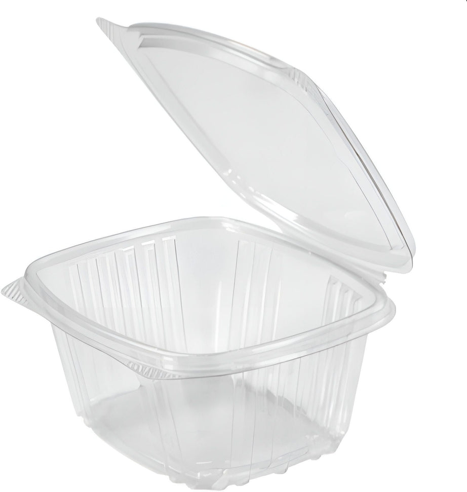 Genpak - 5.38" x 4.5" x 2.63", Clear 16 Oz Plastic Hinged Container, 200/Cs - AD16