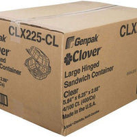 Genpak - 5.84" x 6.25" x 2.88" Clover Large Sandwich Clear Plastic Hinged Container, 300/Cs - CLX225A-CL