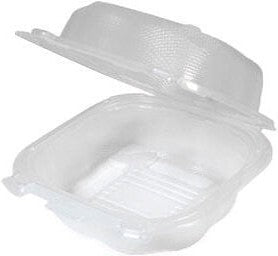 Genpak - 5.84" x 6.25" x 2.88" Clover Large Sandwich Clear Plastic Hinged Container, 300/Cs - CLX225A-CL