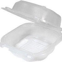 Genpak - 5.84" x 6.25" x 2.88" Clover Large Sandwich Clear Plastic Hinged Container, 300/Cs - CLX225A-CL