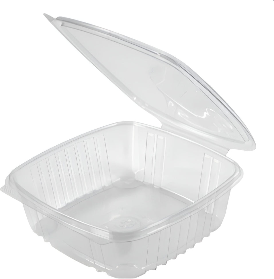 Genpak - 8" x 8.5" x 2.5", Clear 48 Oz Plastic Hinged Container, 200/Cs - AD48