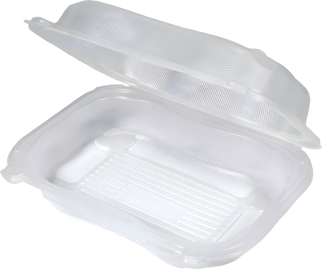 Genpak - 9.25" x 7" x 2.88" Large All Purpose Clear Hinged Rectangular Plastic Container, 300/Cs - CLX205A-CL