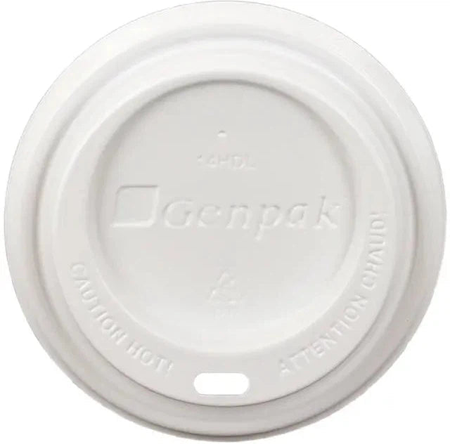 Genpak - White HIPS Hot Drink Dome Lid For 10 Oz-12 Oz, 1000/Cs - 14HDL-W