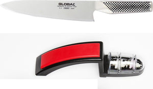 Global - 2 Piece Knife Set Cook's Knife (G2) & Red Sharpener (220) - G2220BR