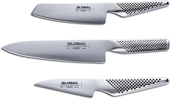 Global - 3 PC Knife Set 8" Chef Knife (G2), 5.5" Vegetable Knife (GS5) & 4" Paring Knife (GS7) - G257 - DISCONTINUED