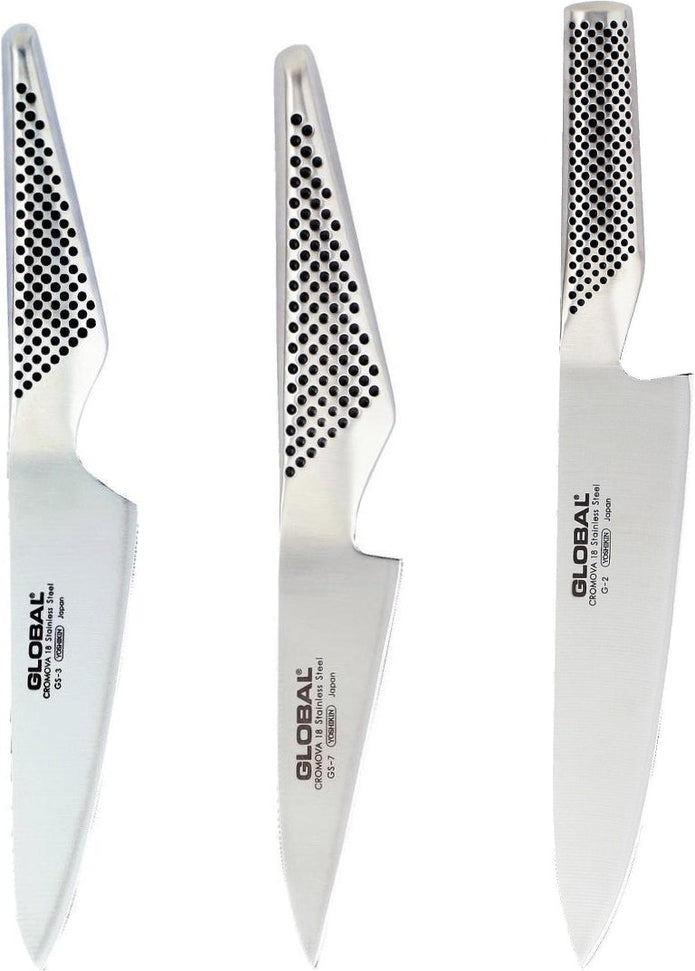 Global - 8", 5", 4" Stainless Steel 3 PC Cook's Knife Set - 71G237
