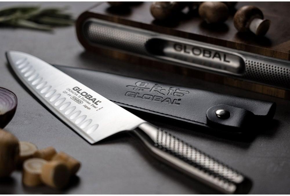 Global - 8.1" Stainless Steel Fluted Cook's Knife - 71GF99