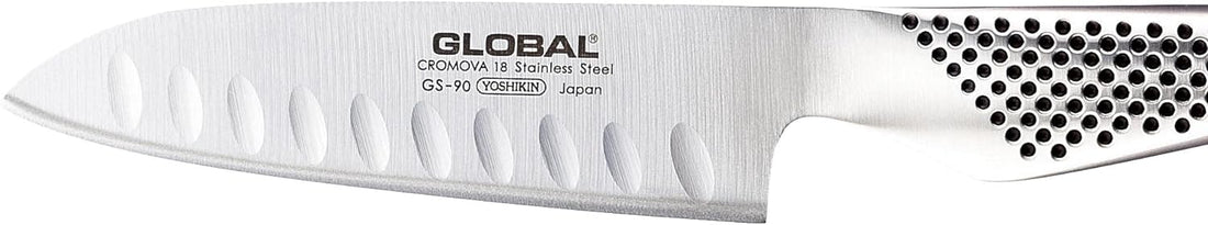 Global - GS Series 5" Stainless Steel Hollow Ground Fluted Santoku Knife (13 cm) - GS90