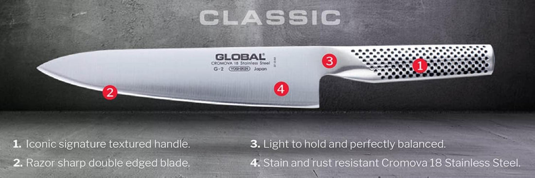 Global - GS Series 5" Stainless Steel Hollow Ground Fluted Santoku Knife (13 cm) - GS90