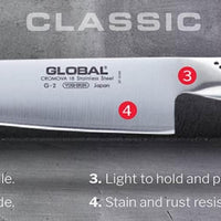 Global - GS Series 5" Stainless Steel Hollow Ground Fluted Santoku Knife (13 cm) - GS90