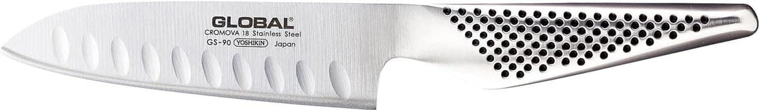 Global - GS Series 5" Stainless Steel Hollow Ground Fluted Santoku Knife (13 cm) - GS90