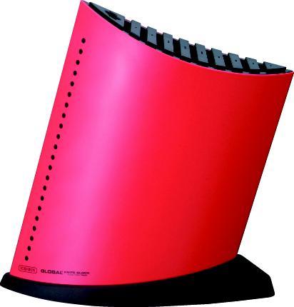Global - Red Ship Shape Knife Block with Dots Holds 10 PC - GKB52CR