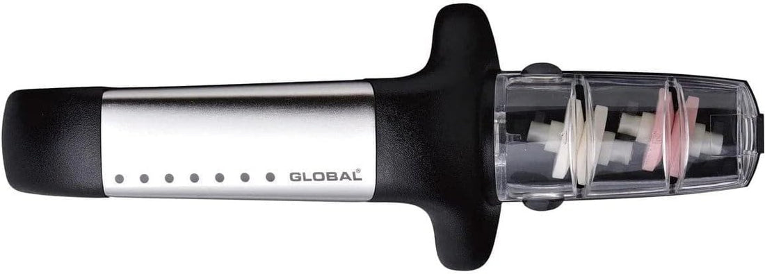 Global - Water Sharpener with Black Handle and White Dots - G91BW