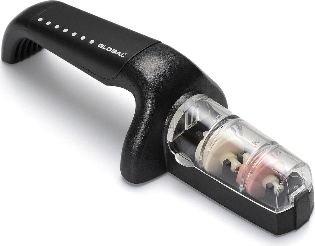 Global - Water Sharpener with Black Handle and White Dots - G91BW