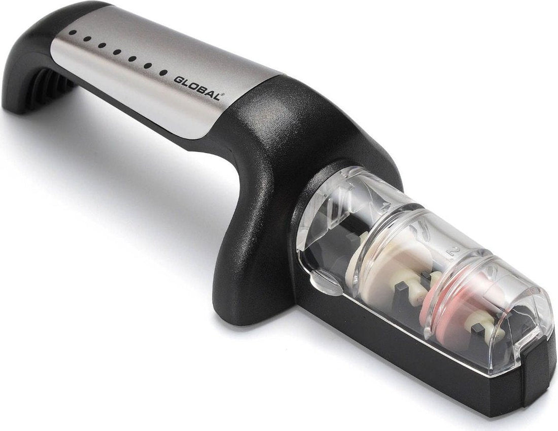 Global - Water Sharpener with Stainless Steel Handle and Black Dots - G91SB