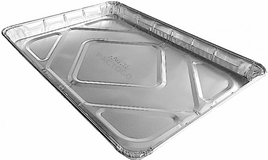 HFA - 16.44" x 11.63" x 1.25", 116 Oz 1/2 Sheet Full Curl Foil Cake Pan, 100 Per Case - 2063-55-100