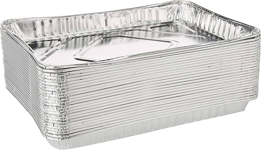HFA - 16.44" x 11.63" x 1.25", 116 Oz 1/2 Sheet Full Curl Foil Cake Pan, 100 Per Case - 2063-55-100
