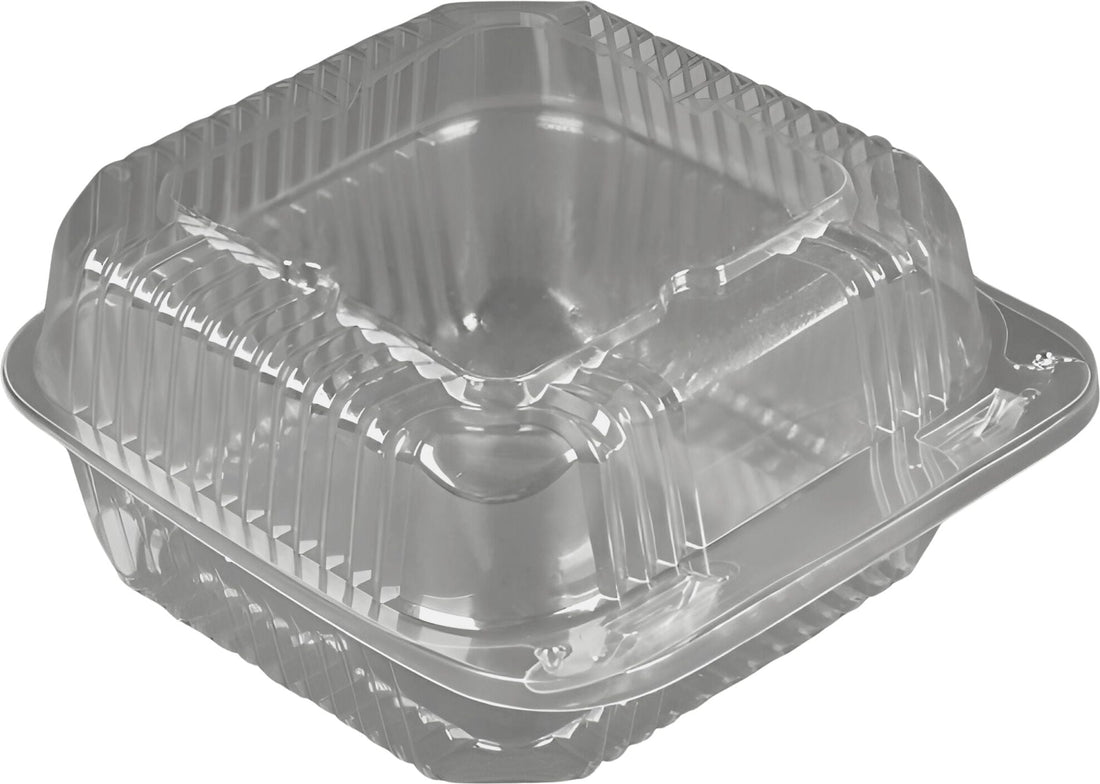 HFA - 6" Handi-Lock Deep Square Plastic Hinged Container, 500/Cs - 6061D-500