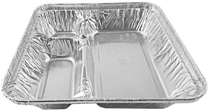 HFA - Oblong 3-Compartment Foil Tray with Lid, 250/Cs - 2345-35-250W