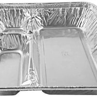 HFA - Oblong 3-Compartment Foil Tray with Lid, 250/Cs - 2345-35-250W