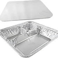 HFA - Oblong 3-Compartment Foil Tray with Lid, 250/Cs - 2345-35-250W