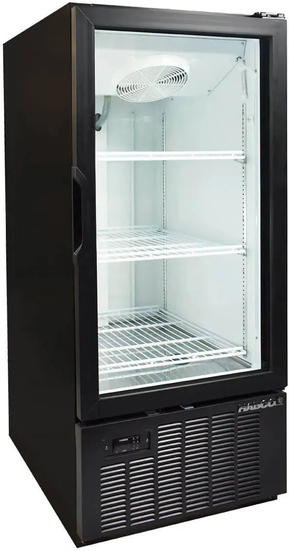 Habco - 23.8" Single Swing Door Froze Space Merchandiser Freezer with Black Exterior & White Interior - SF10HCBXM
