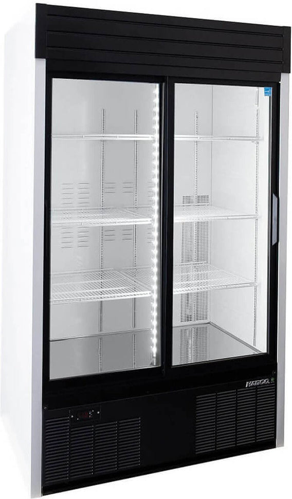 Habco - 47.5" 1/4 HP White Double Sliding Glass Door Display Refrigerator - SE42HC