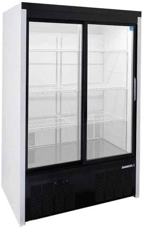 Habco - 47.5" 3/8+ HP White Double Sliding Glass Door Display Refrigerator - SE40eHC