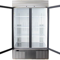Habco - 47.5" Double Swing Glass Door Display Refrigerator with Stainless Steel Xterior - SE46HCSXG