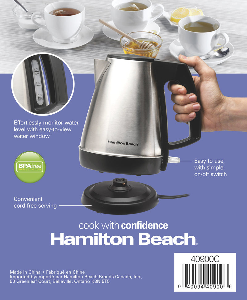 Hamilton Beach - 1 Liter Silver Stainless Steel Cordless Kettle - 40900C