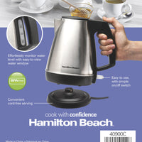 Hamilton Beach - 1 Liter Silver Stainless Steel Cordless Kettle - 40900C