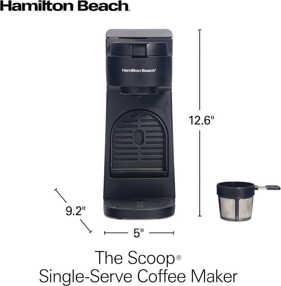 Hamilton Beach - 12.6" Black The Scoop® Single-Serve Coffee Maker - 47620C