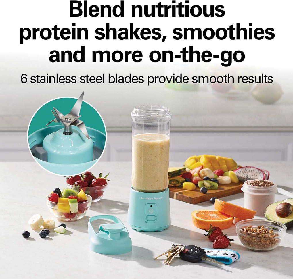 Hamilton Beach - 16 Oz Aqua Cordless Portable Personal Blender for Shakes and Smoothies - 51182C