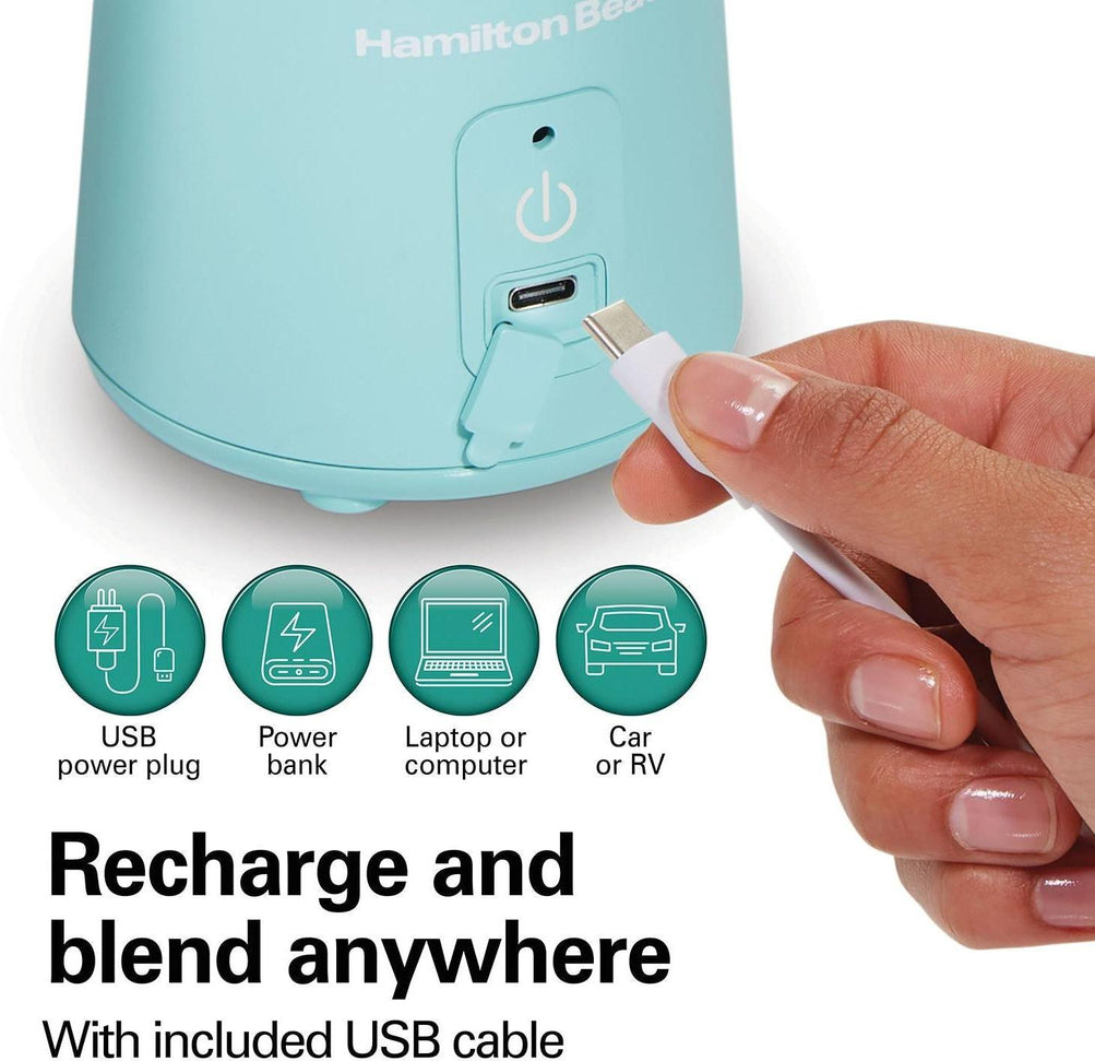 Hamilton Beach - 16 Oz Aqua Cordless Portable Personal Blender for Shakes and Smoothies - 51182C